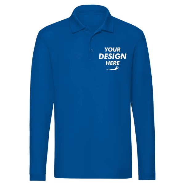 Jerzees Men's Dri-Power® Long Sleeve Polo, Royal, Front view, Mockup