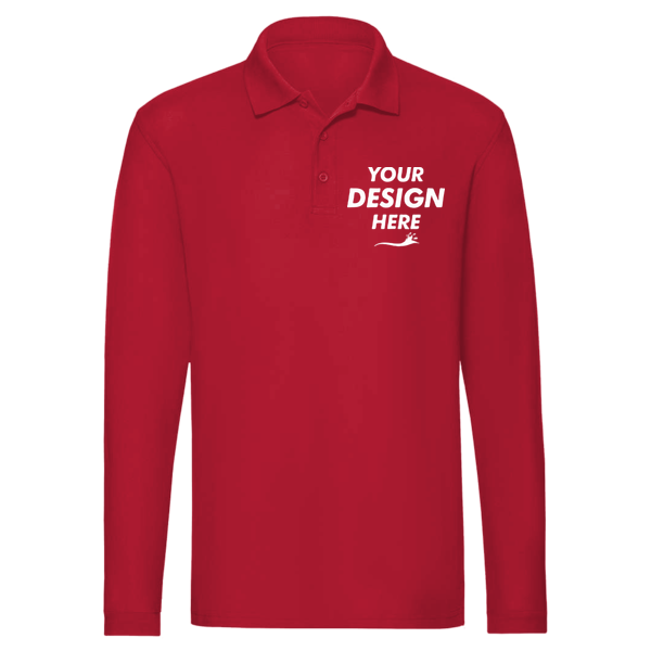 Jerzees Men's Dri-Power® Long Sleeve Polo, True Red, Front view, Mockup