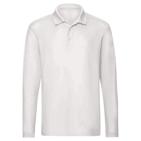 Jerzees Men's Dri-Power® Long Sleeve Polo, White, Front view