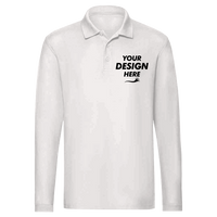 Jerzees Men's Dri-Power® Long Sleeve Polo, White, Front view, Mockup