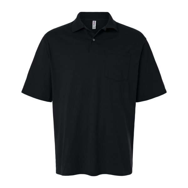 Jerzees Men's Dri-Power® Polo with Pocket, Black, Front view