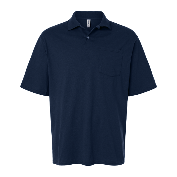 Jerzees Men's Dri-Power® Polo with Pocket, J. Navy, Front view