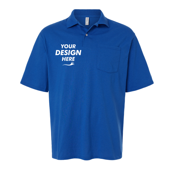 Jerzees Men's Dri-Power® Polo with Pocket, Royal, Front view, Mockup