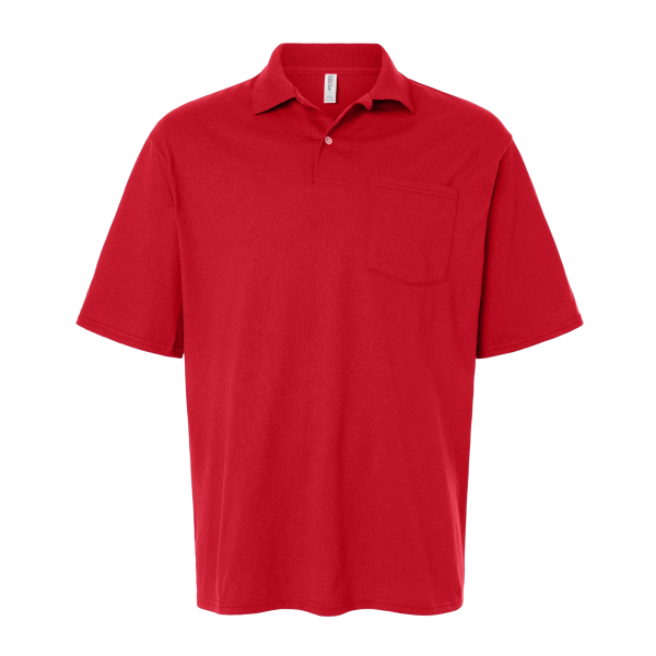Jerzees Men's Dri-Power® Polo with Pocket, True Red, Front view