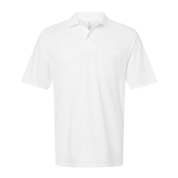 Jerzees Men's Dri-Power® Polo with Pocket, White, Front view