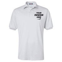 Jerzees Men's SpotShield® 50/50 Polo, Ash, Front view, Mockup