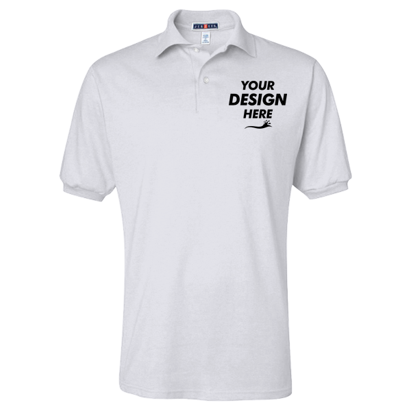 Jerzees Men's SpotShield® 50/50 Polo, Ash, Front view, Mockup