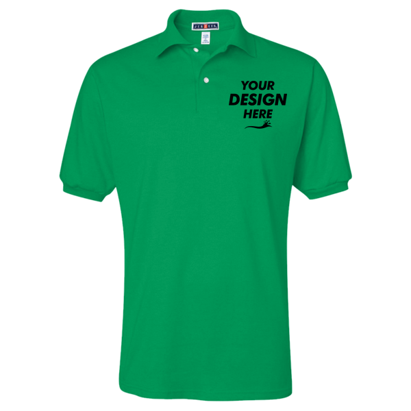 Jerzees Men's SpotShield® 50/50 Polo, Kelly, Front view, Mockup