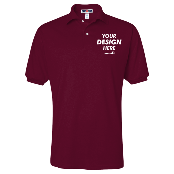 Jerzees Men's SpotShield® 50/50 Polo, Maroon, Front view, Mockup