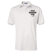 Jerzees Men's SpotShield® 50/50 Polo, White, Front view, Mockup