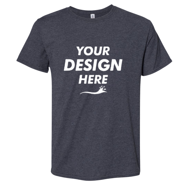 Jerzees Premium Blend Ring-Spun T-Shirt, Black Ink Heather, Front view, Mockup