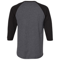 Jerzees Premium Blend Ringspun Three-Quarter Sleeve Raglan Baseball T-Shirt, Black Ink Heather / Black Ink, Back view