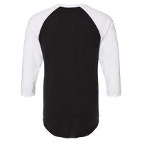 Jerzees Premium Blend Ringspun Three-Quarter Sleeve Raglan Baseball T-Shirt, Black Ink / White, Back view