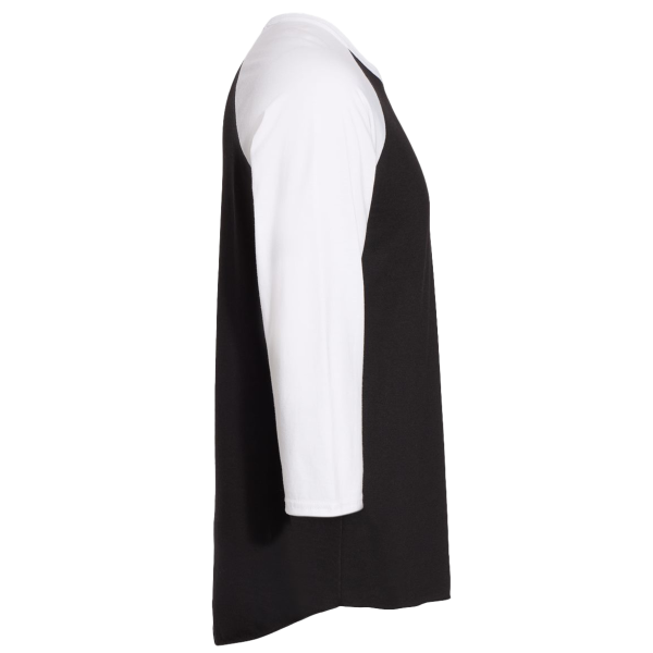 Jerzees Premium Blend Ringspun Three-Quarter Sleeve Raglan Baseball T-Shirt, Black Ink / White, Right Sleeve view