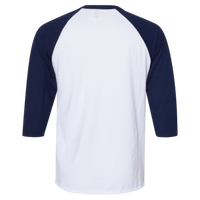 Jerzees Premium Blend Ringspun Three-Quarter Sleeve Raglan Baseball T-Shirt, White / J. Navy, Back view