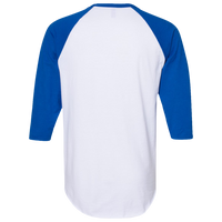 Jerzees Premium Blend Ringspun Three-Quarter Sleeve Raglan Baseball T-Shirt, White / Royal, Back view