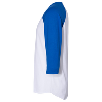 Jerzees Premium Blend Ringspun Three-Quarter Sleeve Raglan Baseball T-Shirt, White / Royal, Left Sleeve view