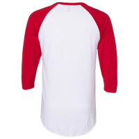 Jerzees Premium Blend Ringspun Three-Quarter Sleeve Raglan Baseball T-Shirt, White / True Red, Back view