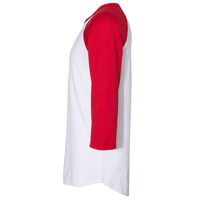 Jerzees Premium Blend Ringspun Three-Quarter Sleeve Raglan Baseball T-Shirt, White / True Red, Left Sleeve view