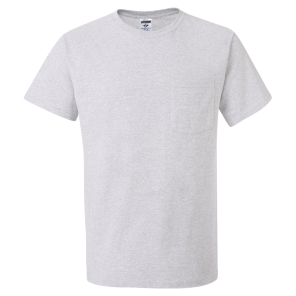 Jerzees Unisex Dri-Power® 50/50 Pocket T-Shirt, Ash, Front view