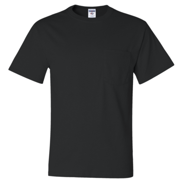 Jerzees Unisex Dri-Power® 50/50 Pocket T-Shirt, Black, Front view
