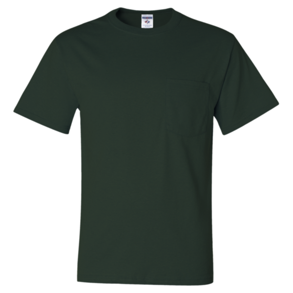 Jerzees Unisex Dri-Power® 50/50 Pocket T-Shirt, Forest Green, Front view