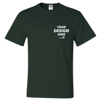 Jerzees Unisex Dri-Power® 50/50 Pocket T-Shirt, Forest Green, Front view, Mockup