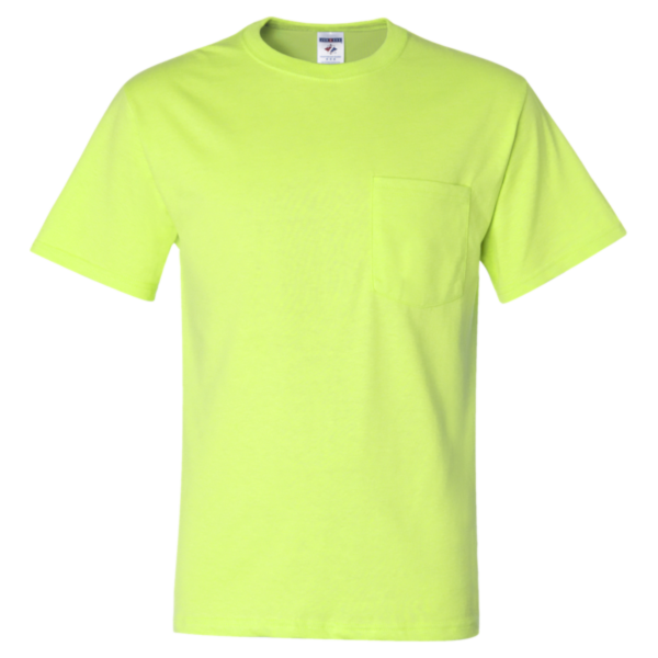 Jerzees Unisex Dri-Power® 50/50 Pocket T-Shirt, Safety Green, Front view