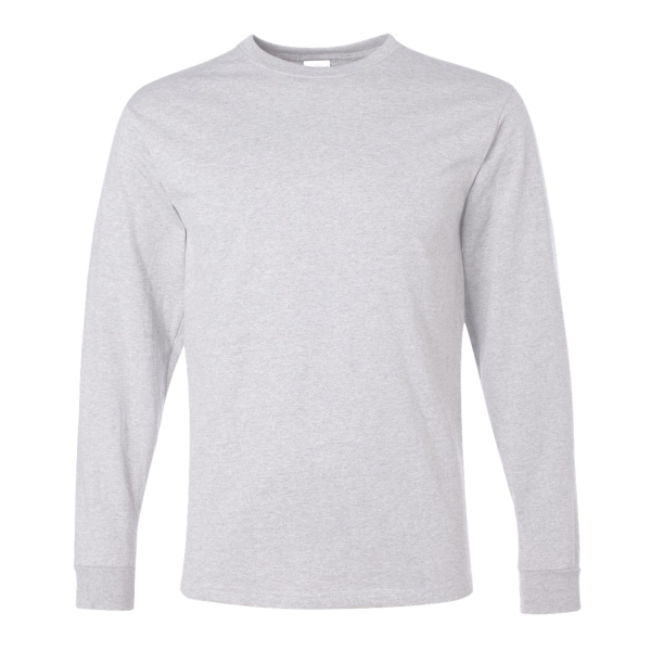 Jerzees Unisex Dri-Power® Long Sleeve 50/50 T-Shirt, Ash, Front view