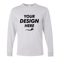 Jerzees Unisex Dri-Power® Long Sleeve 50/50 T-Shirt, Ash, Front view, Mockup