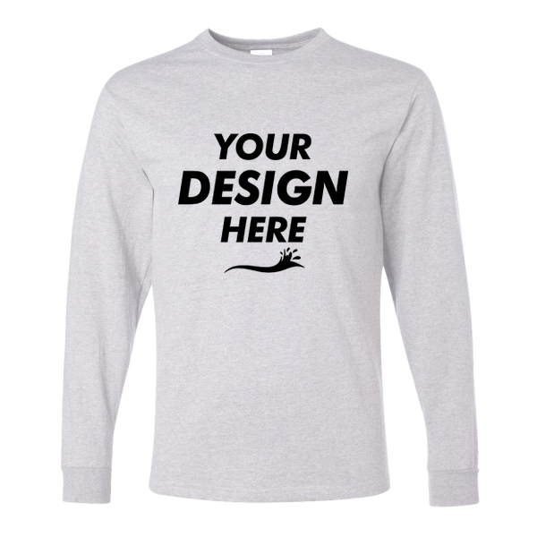 Jerzees Unisex Dri-Power® Long Sleeve 50/50 T-Shirt, Ash, Front view, Mockup
