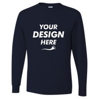 Jerzees Unisex Dri-Power® Long Sleeve 50/50 T-Shirt, Black, Front view, Mockup