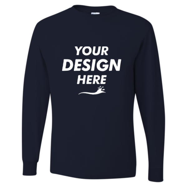 Jerzees Unisex Dri-Power® Long Sleeve 50/50 T-Shirt, Black, Front view, Mockup