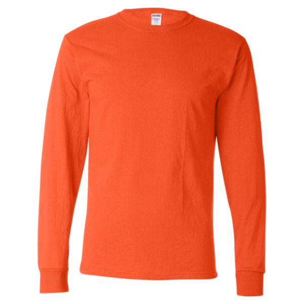 Jerzees Unisex Dri-Power® Long Sleeve 50/50 T-Shirt, Burnt Orange, Front view