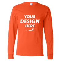 Jerzees Unisex Dri-Power® Long Sleeve 50/50 T-Shirt, Burnt Orange, Front view, Mockup