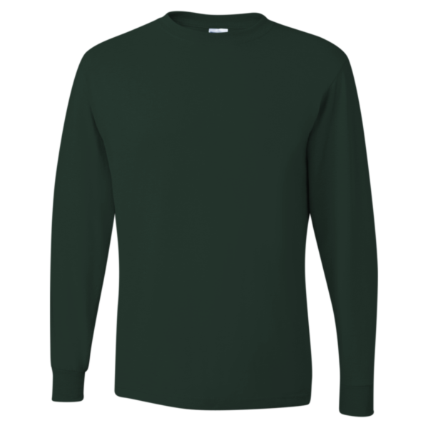 Jerzees Unisex Dri-Power® Long Sleeve 50/50 T-Shirt, Forest Green, Front view