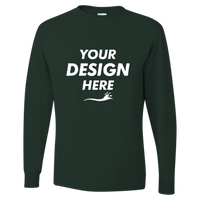 Jerzees Unisex Dri-Power® Long Sleeve 50/50 T-Shirt, Forest Green, Front view, Mockup