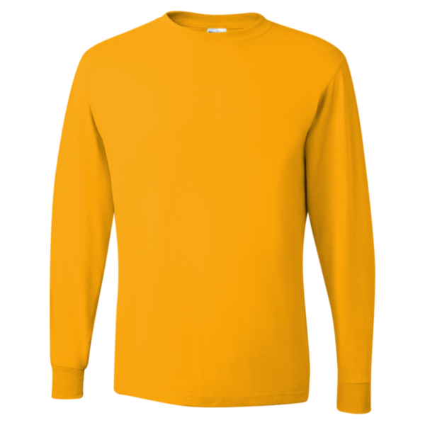 Jerzees Unisex Dri-Power® Long Sleeve 50/50 T-Shirt, Gold, Front view