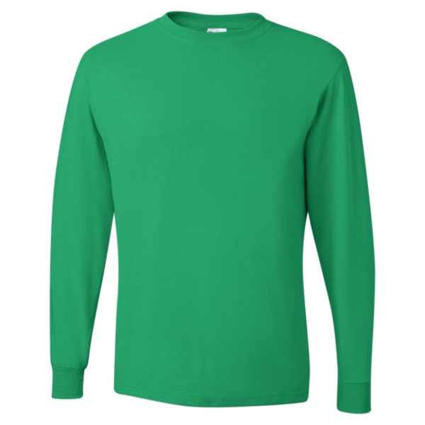 Jerzees Unisex Dri-Power® Long Sleeve 50/50 T-Shirt, Kelly, Front view