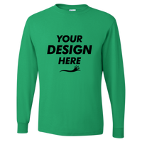 Jerzees Unisex Dri-Power® Long Sleeve 50/50 T-Shirt, Kelly, Front view, Mockup