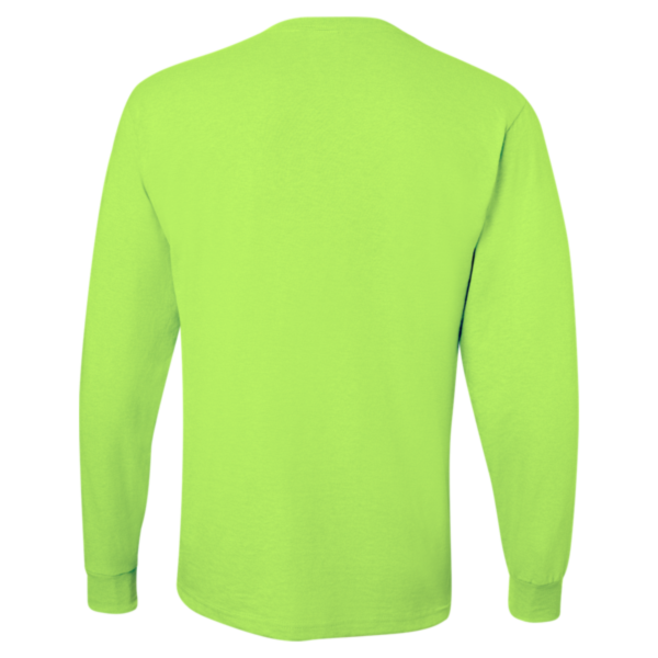 Jerzees Unisex Dri-Power® Long Sleeve 50/50 T-Shirt, Safety Green, Back view