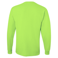 Jerzees Unisex Dri-Power® Long Sleeve 50/50 T-Shirt, Safety Green, Back view