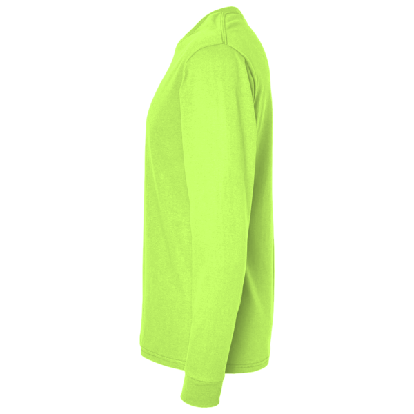 Jerzees Unisex Dri-Power® Long Sleeve 50/50 T-Shirt, Safety Green, Left Sleeve view
