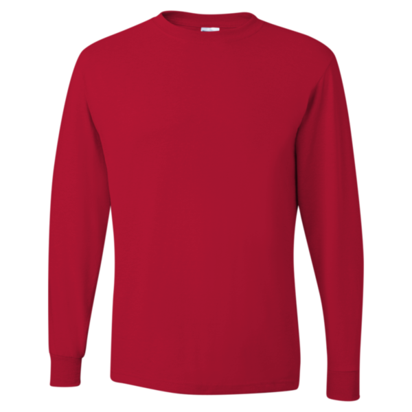 Jerzees Unisex Dri-Power® Long Sleeve 50/50 T-Shirt, True Red, Front view