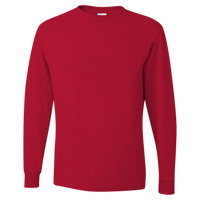 Jerzees Unisex Dri-Power® Long Sleeve 50/50 T-Shirt, True Red, Front view