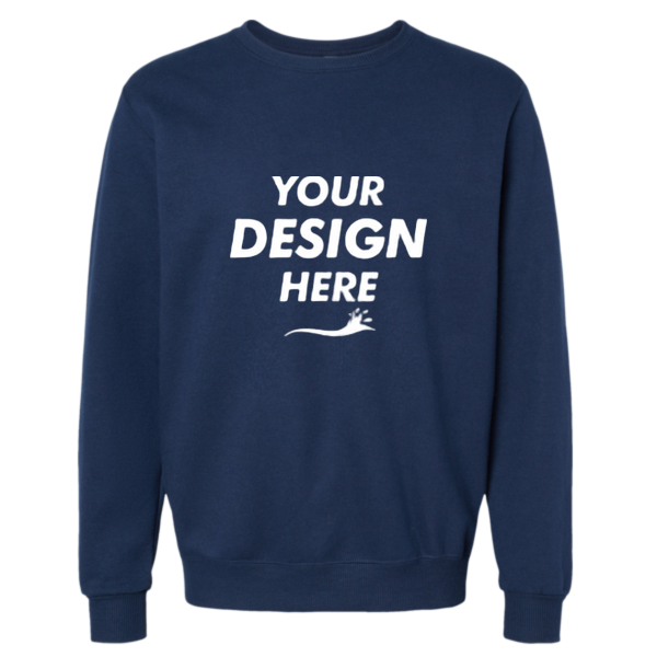 Jerzees Unisex Eco™ Premium Blend Ring-Spun Crewneck Sweatshirt, J. Navy, Front view, Mockup