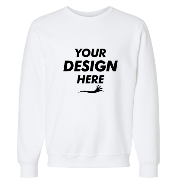 Jerzees Unisex Eco™ Premium Blend Ring-Spun Crewneck Sweatshirt, White, Front view, Mockup