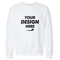 Jerzees Unisex Eco™ Premium Blend Ring-Spun Crewneck Sweatshirt, White, Front view, Mockup