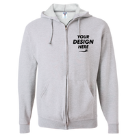 Jerzees Unisex NuBlend® Full-Zip Hooded Sweatshirt, Ash, Front view, Mockup