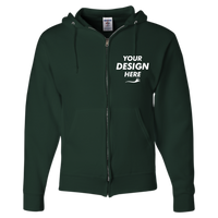 Jerzees Unisex NuBlend® Full-Zip Hooded Sweatshirt, Forest Green, Front view, Mockup
